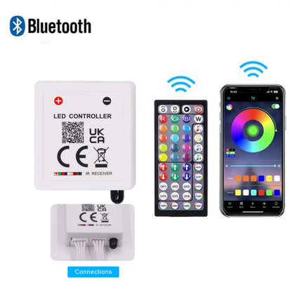 RGB LED Controler Box 1 to 2 Output 24Keys 44Keys IR Remote Bluetooth Dimmer DC5-24V For 3528 5050 Neon LED Strip Lights