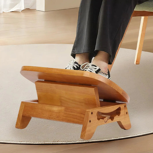 Wooden Office Footrest Adjustable Height Foot Rest  Portable Non-Slip Under Desk Footstool for Working And Gaming