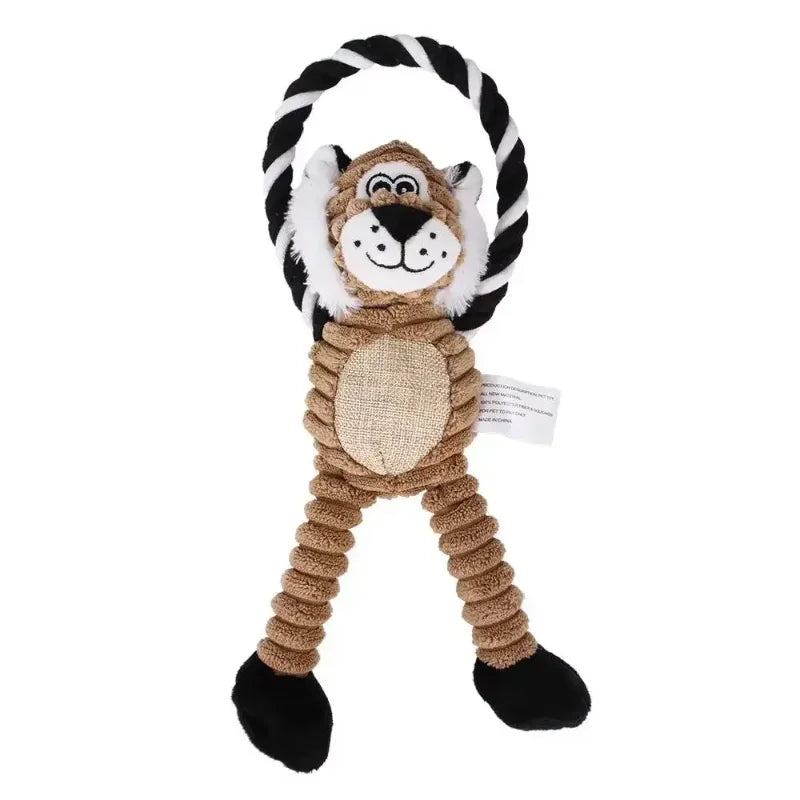 Dog Plush Toy Pet Squeaky Animals Stuffed Toy Bite-Resistant Teeth Cleaning Chew Toy Interactive Companion Toys Pet Supplies
