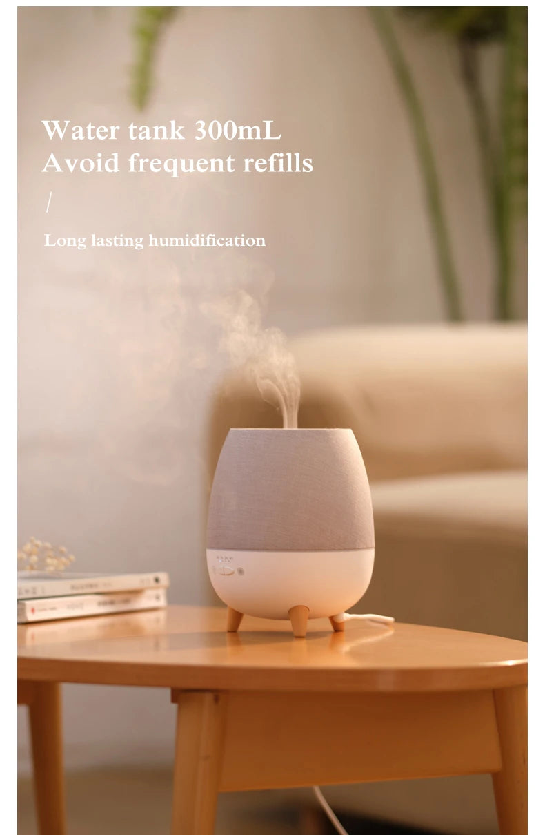 Elektrischer Aroma-Luftbefeuchter (300 ml) mit Fernbedienung, Ultraschall-Nebel und Nachtlicht