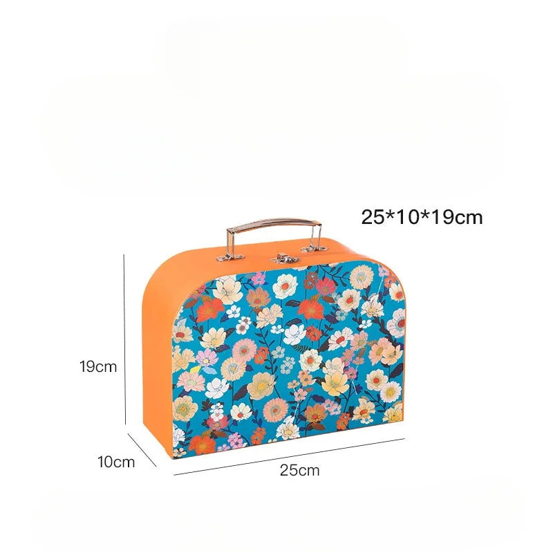 Portable Storage Box Suitcase Paperboard Boxes Case Small Handheld Decorative Gift Cardboard Stationery Organizer chesttravel