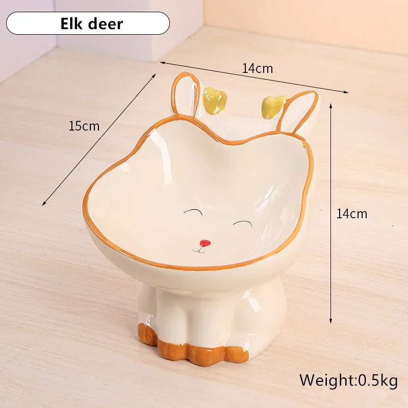 New Cartoon Ceramic Cat Bowl Creative Cute Puppy Dog Feeder Pet Feeding and Water Eatting Bowl Drinker Porcelain Pet Supplies