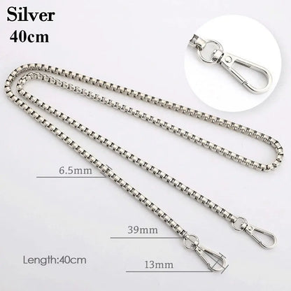 40/60/90cm Metal Chain Shoulder Bag Strap Handbag Handles DIY Purse Replacement Long Beaded Chain Shoulder Bag Straps Chain Belt