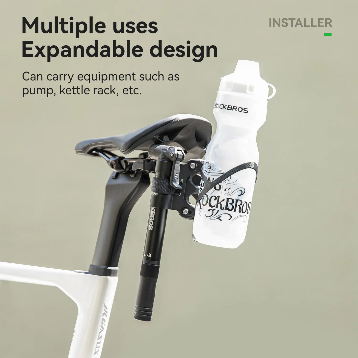 ROCKBROS Imitation Carbon Fiber Bicycle Water Bottle Holder Adapter Saddle Double Cup Extension Stand Seat Cycling Equipment