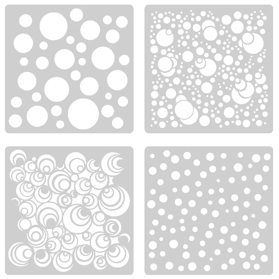 4PCS 5.1inch Circle Dot Pattern Stencil for DIY Painting on Wood Fabric Paper Wall Decor
