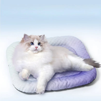 Pet Cooling Mat Portable Foldable Dog Bed Solid Color Breathable Pet Sleeping Pad for Outdoor Travel Home Use
