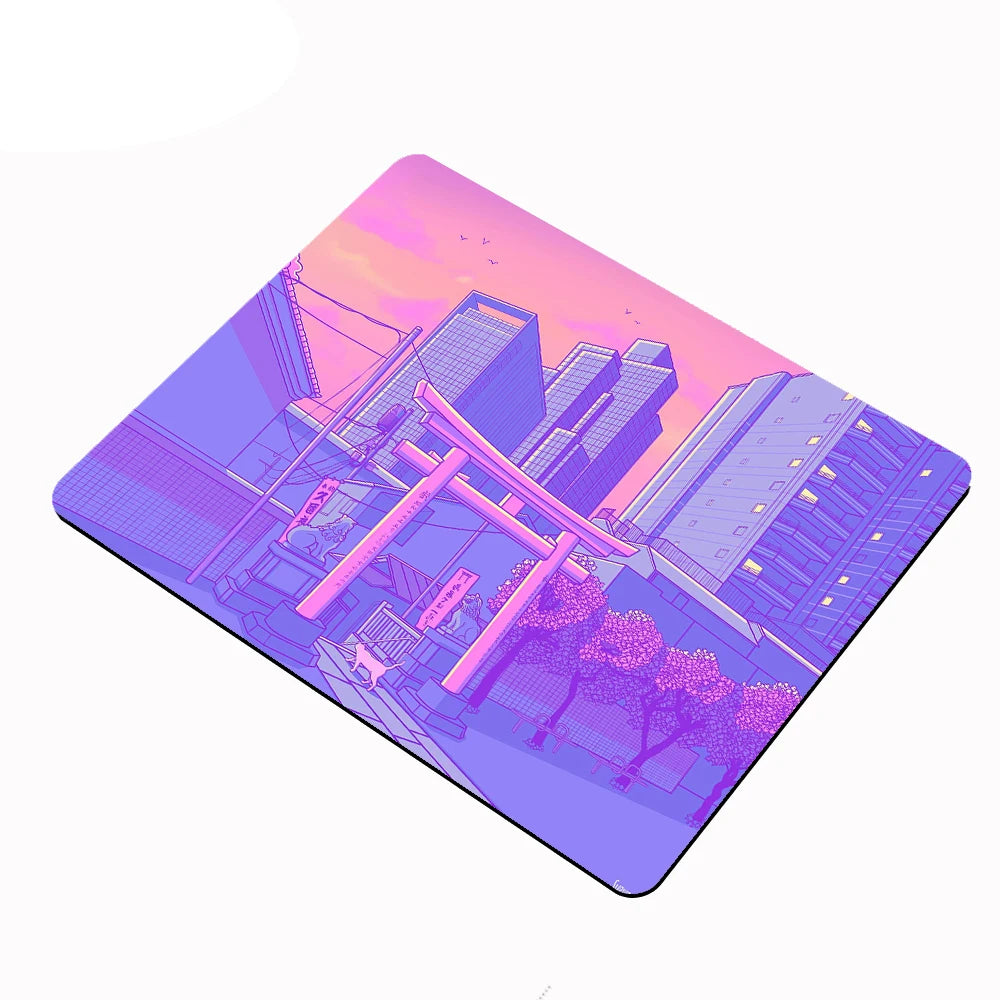 Small Mouse Pad Dreamy Girly Mousepad Gamer Purple Desk Mat Keyboard Pad Japanese-style Street Carpet Computer Mauspad 220X180