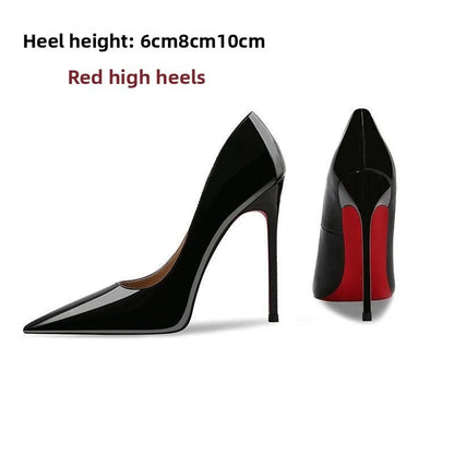 Heels for Women 2026 Trend Leather Luxury Red Bottom High Heels 9cm Pointed Toe Stiletto Pumps Elegant Sexy Party Wedding Shoes