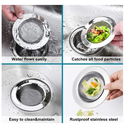 1/2Pcs Kitchen Sink Filter Stainless Steel Mesh Drain Stopper Sewer Mesh Strainers Bathroom Sink Strainer Drain Hole Filter Trap