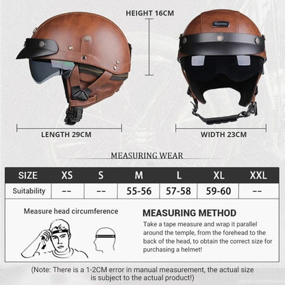 Motorcycle Helmet Retro PU Four Seasons Helmets Ride Half Scooter Helmet Moto Men Women