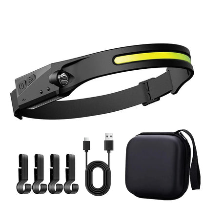Induction Headlamp LED Head Flashlight USB Rechargeable Headlight with Built-in Battery 5 Lighting Modes Fishing Camping Lantern