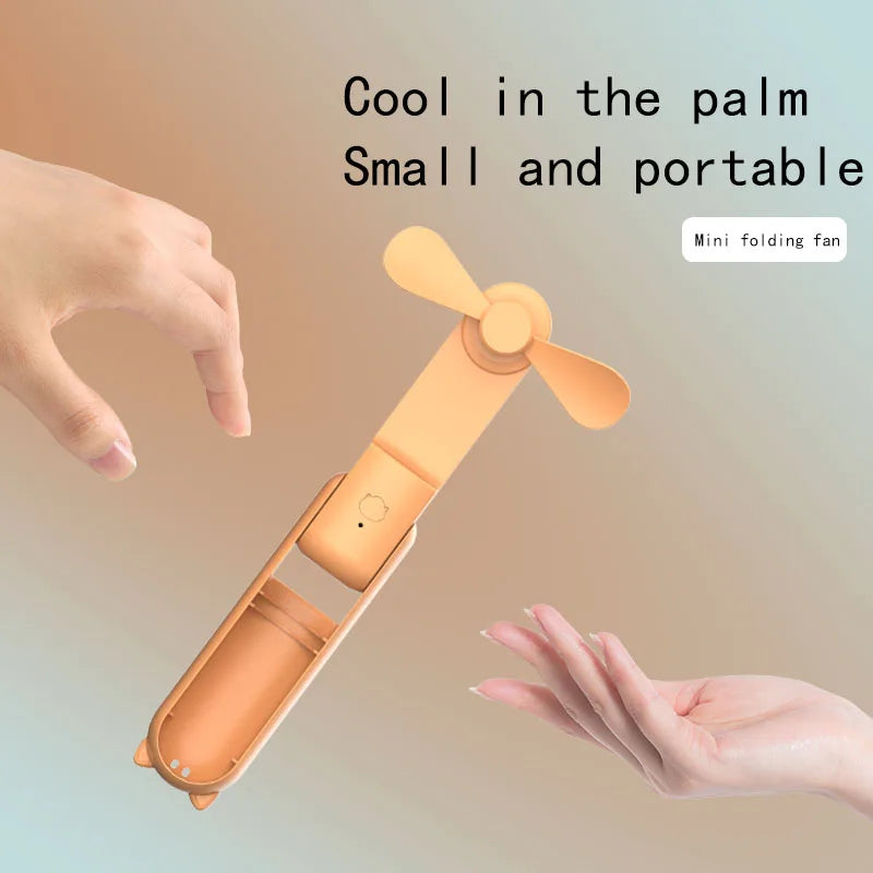 Portable Fan 2000mAh USB Rechargeable 3 Speed Mini Handheld Foldable Fan Hand Held Small Pocket Travel Fan with Handy Power Bank