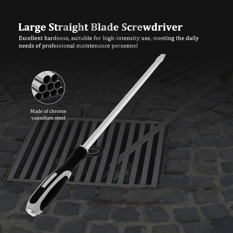 Extra Long Demolition Screwdriver 22 Inch Chrome Vanadium Steel Heavy Duty Slotted For Car Repair Tool Set