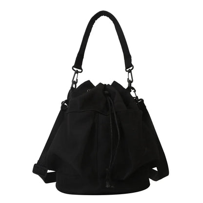Fashion Women Oxford Cloth Bucket Bag, Large Capacity Drawstring Versatile Casual Shoulder Crossbody Bag Daily Use