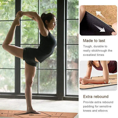 Natural Cork TPE Yoga Mat Fitness Gym Sports Mats Pilates Exercise Pads Non-Slip 6mm Absorb Sweat Odorless Yoga Mats 183X61cm