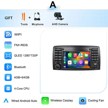 for Mercedes-Benz R-Class R300 R350 R400 2006-2014 GPS Navigation 7" 2.5D Touch Screen Android 16 Wireless CarPlay DSP Stereo