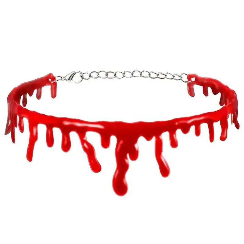 2025Halloween Blood Necklace Horror Blooddrop Necklace Vampire Dark Blood Necklace Haunted House Personality Bleeding Necklace
