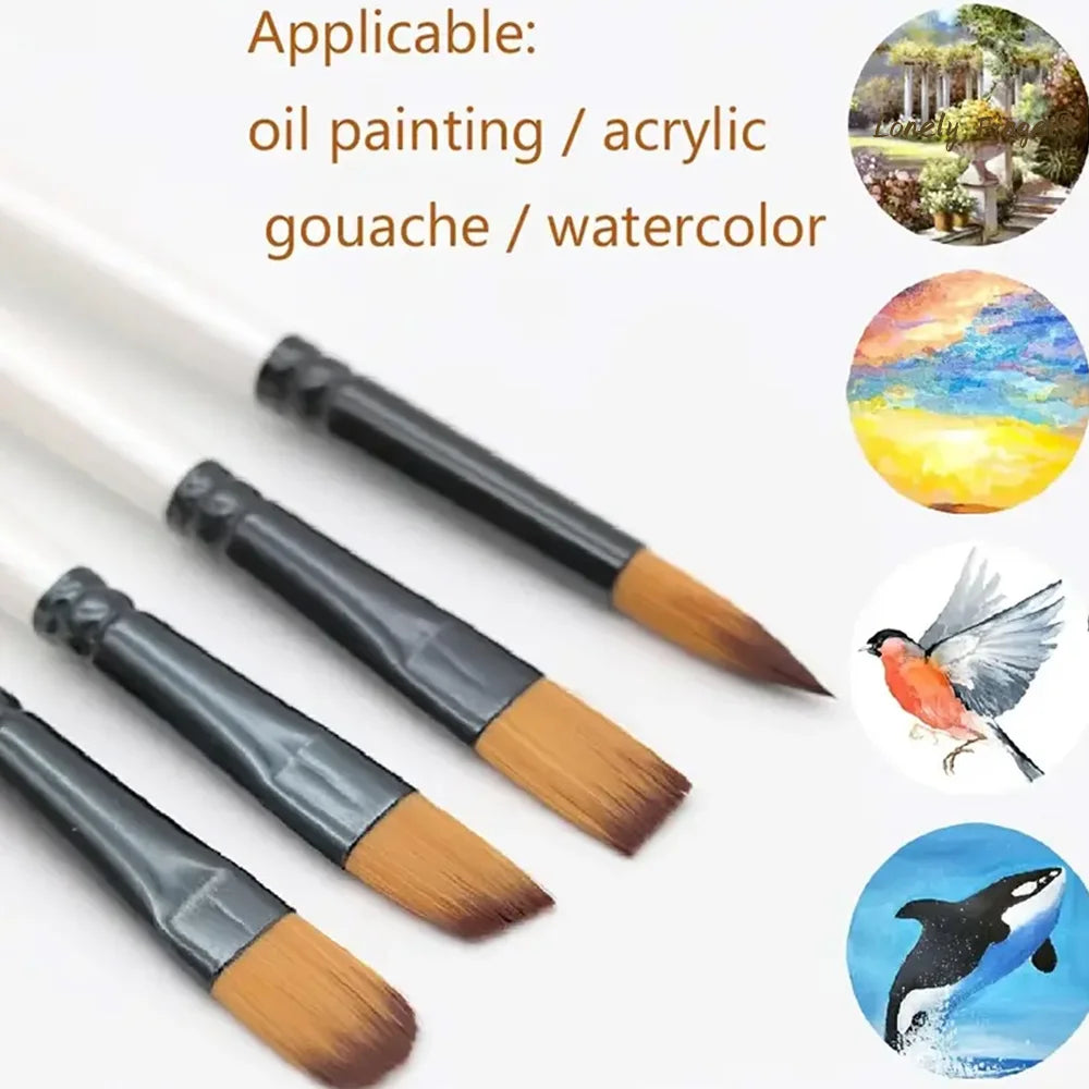 12/48pcs Acrylic Paint Brushes, Professional Synthetic Bristles Paint Brush Set Flat, Filbert,  Round, Angle Paint Brushes