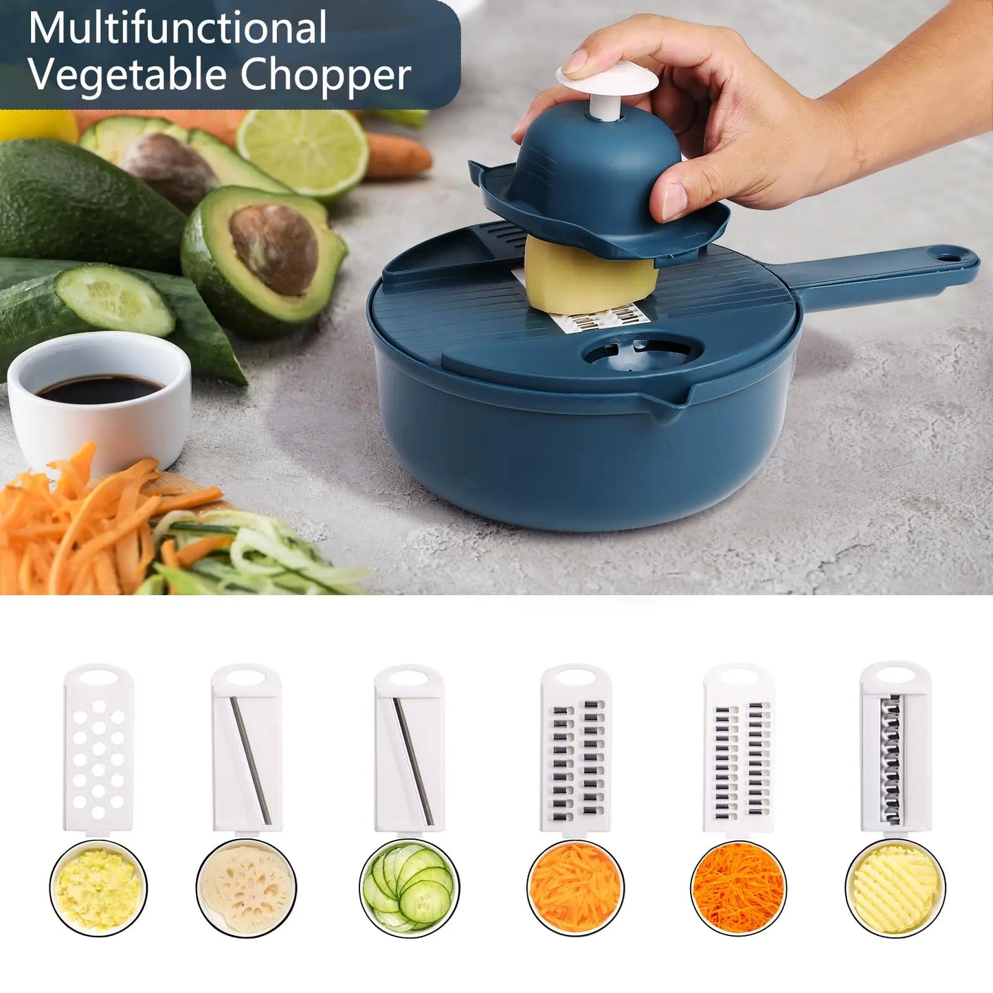 9-In-1 Multifunctional Vegetable Chopper Radish Carrot And Potato Chopper Manual Shredding And Slicing Machine  Kitchen Tool