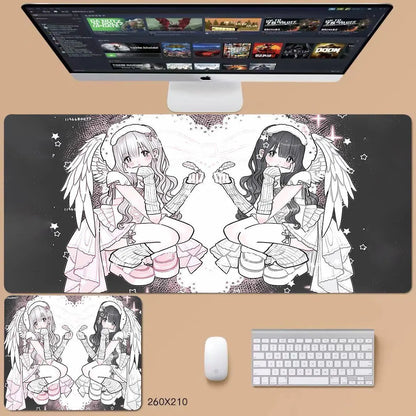 Ins Style Japanese Vintage Mouse Pad Angel Girl Mouse Pad Oversized Computer Mouse Pad Cute Pink Anime Office Desktop Mouse Pad