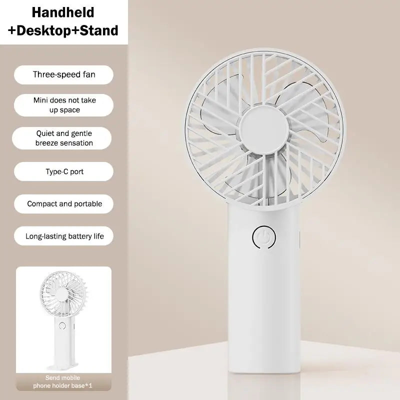 Portable Fan Creative Small Fan Pocket Hand-held Fan Lightweight Adjustable Cute Handheld Outdoor Fan Air Cooler Students Gift