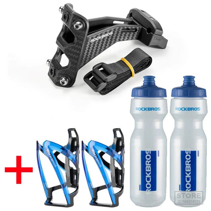 ROCKBROS Imitation Carbon Fiber Bicycle Water Bottle Holder Adapter Saddle Double Cup Extension Stand Seat Cycling Equipment