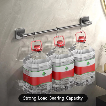 30/40/50/60cm Towel Bar Bathroom Nail-free Towel Rack Grey White Wall Mounted Bath Towel Rack Kitchen Pot Cover Rack Shoe Racks