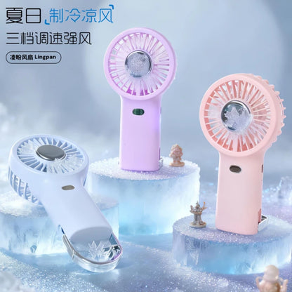 Portable Handheld Fan USB Rechargeable Mini Cooling Fan Digital Display LED Light Personal Fan for Travel Camping Outdoor