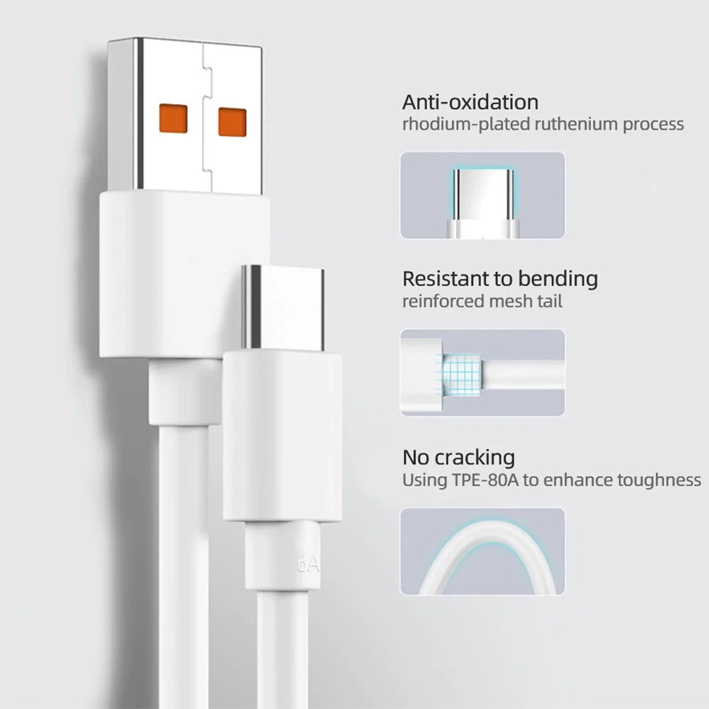 Original Xiaomi 6A USB Type C Cable Charger 120W Turbo Type Fast Charging For Mi 13 12 11 10 Pro Ultra Poco X3 Redmi Note K50 40