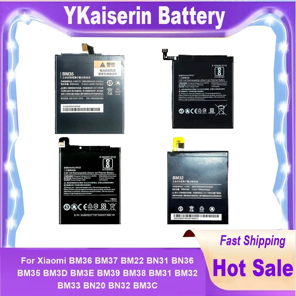Phone Battery For Xiaomi Mi 4S 5 M5 4C 5C 5X 6 6X 7 8 A2 Redmi Note 5A Prime S2 Pro Y1 Mia1 Lite Batteries + Track NO