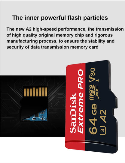 SanDisk Extreme PRO microSDXC UHS-I CARD 64GB 128G 256G 512GB 1TB Memory Card TF Card C10 V30 U3 4K UHD for action cameras drone