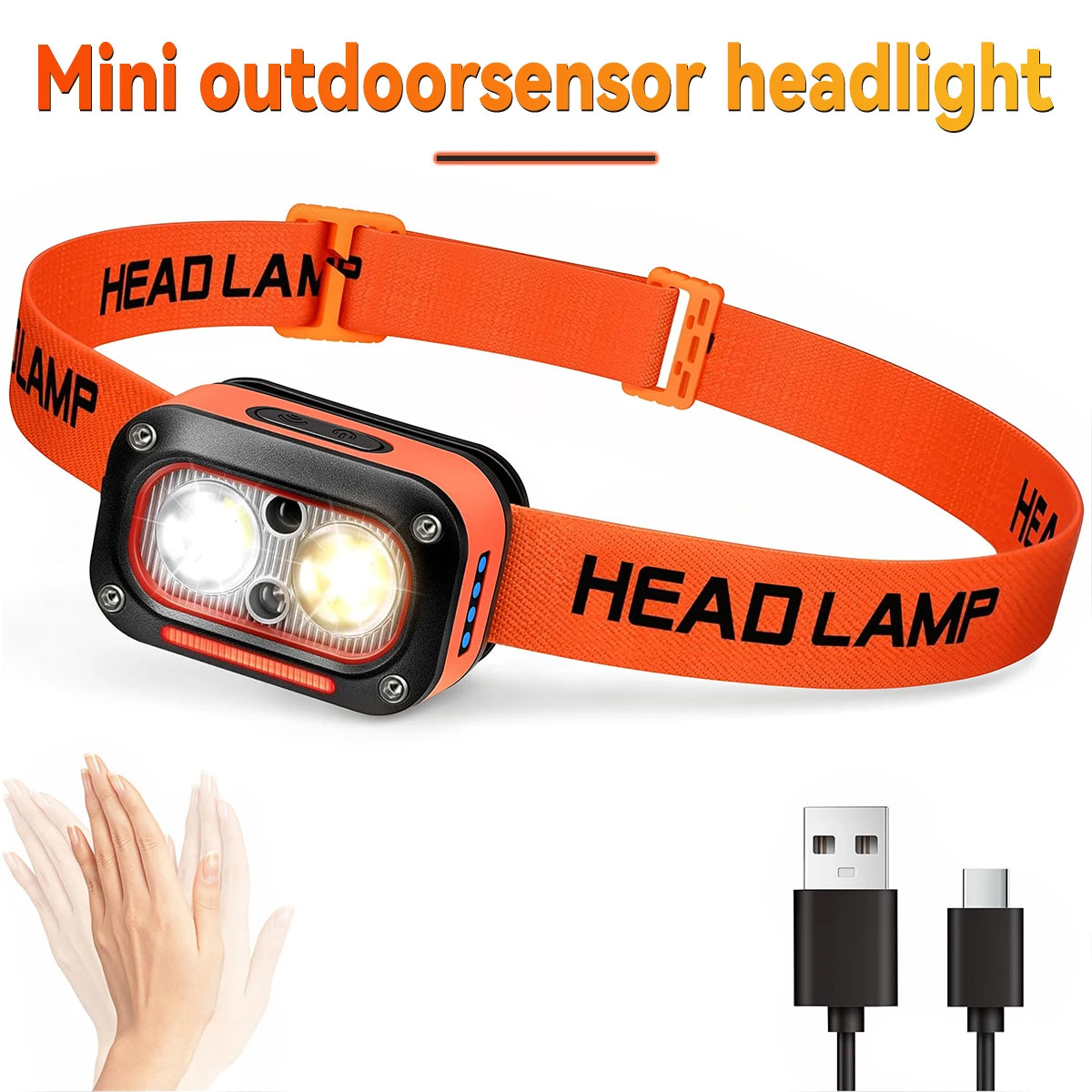 Rechargeable LED Headlamp Ultra-Bright Headlight with 5 Modes USB Charging 60° Adjustable Long-Lasting for Camping Running