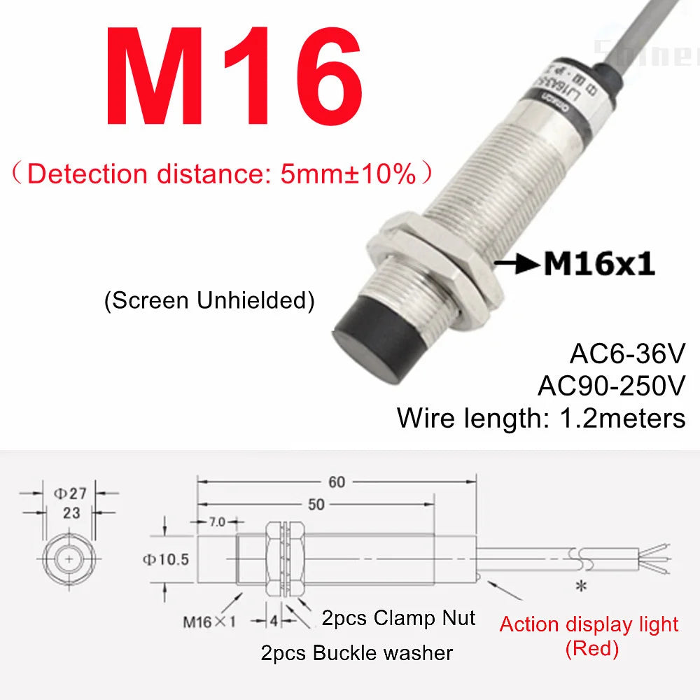 Approach Sensor 4mm 6mm M5 M10 14 M16 M20 22 Black Proximity Switch Inductive Proximity Sensor Detection Switch NPN PNP DC AC