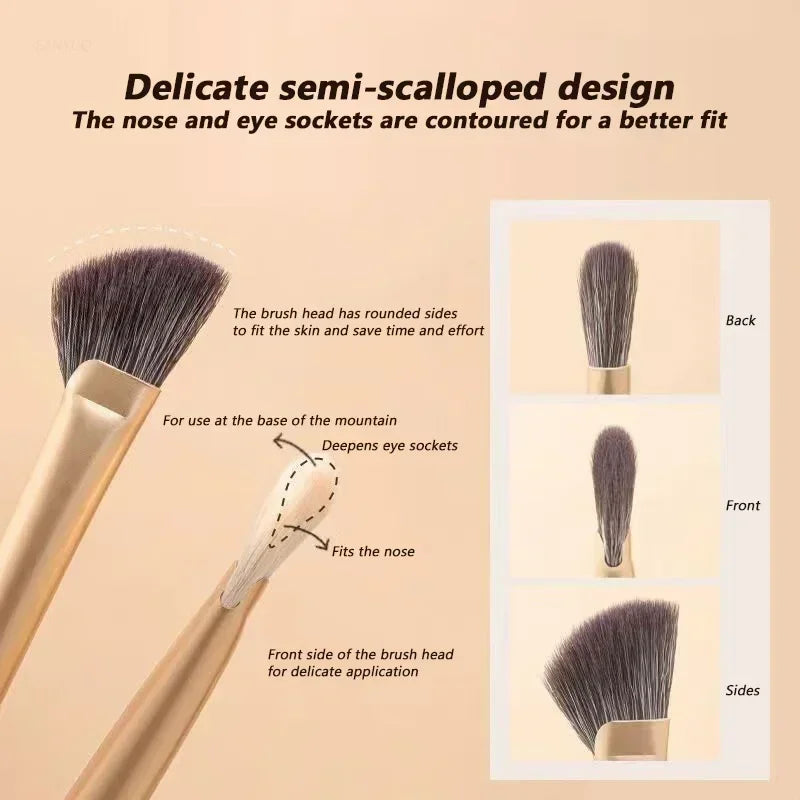 Highlight Powder Makeup Brushes Cosmetics Tools Beauty Angled Flat Head Nose Contouring Brush Multi-use Half Fan-shaped