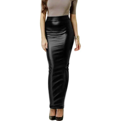 Women Hobble Skirt Solid Color High Waist Slim Fit Skinny Matte Faux Leather Cozy Commuter Wetlook Bodycon Skirt Streetwear New