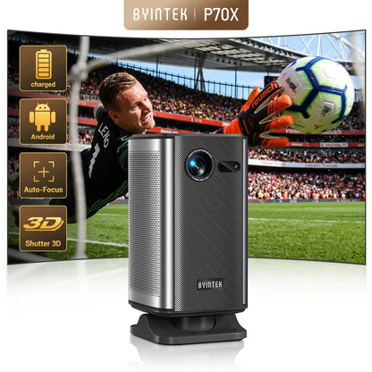 BYINTEK P70X Portable Mini Projector with Built-in Battery 4K Support 3D Wifi for Outdoor Movie Night Home Theater Projectors