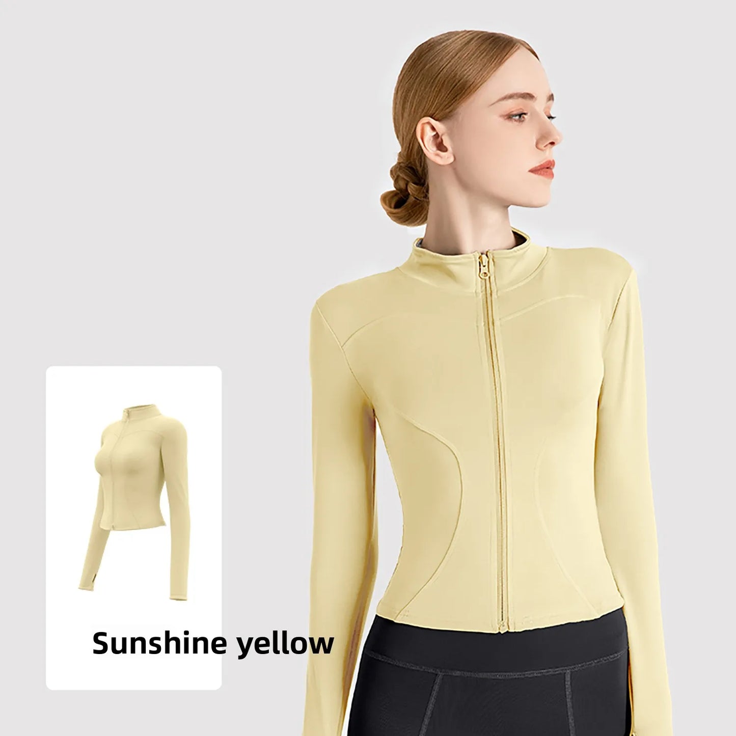 New Jacket Women Yoga Wear Ladies Coat Round High Elasticloose Exercise Yoga Fitness Long Sleevestand-up Collar Yoga Tops Thin