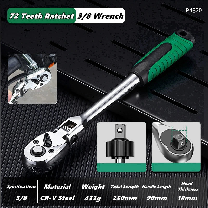 Drive Socket Drive Standard Ratchet Wrench , 1/4，3/8，1/2 Inch Flexible 72-Tooth Extendable Telescopic Socket Spanner Wrench
