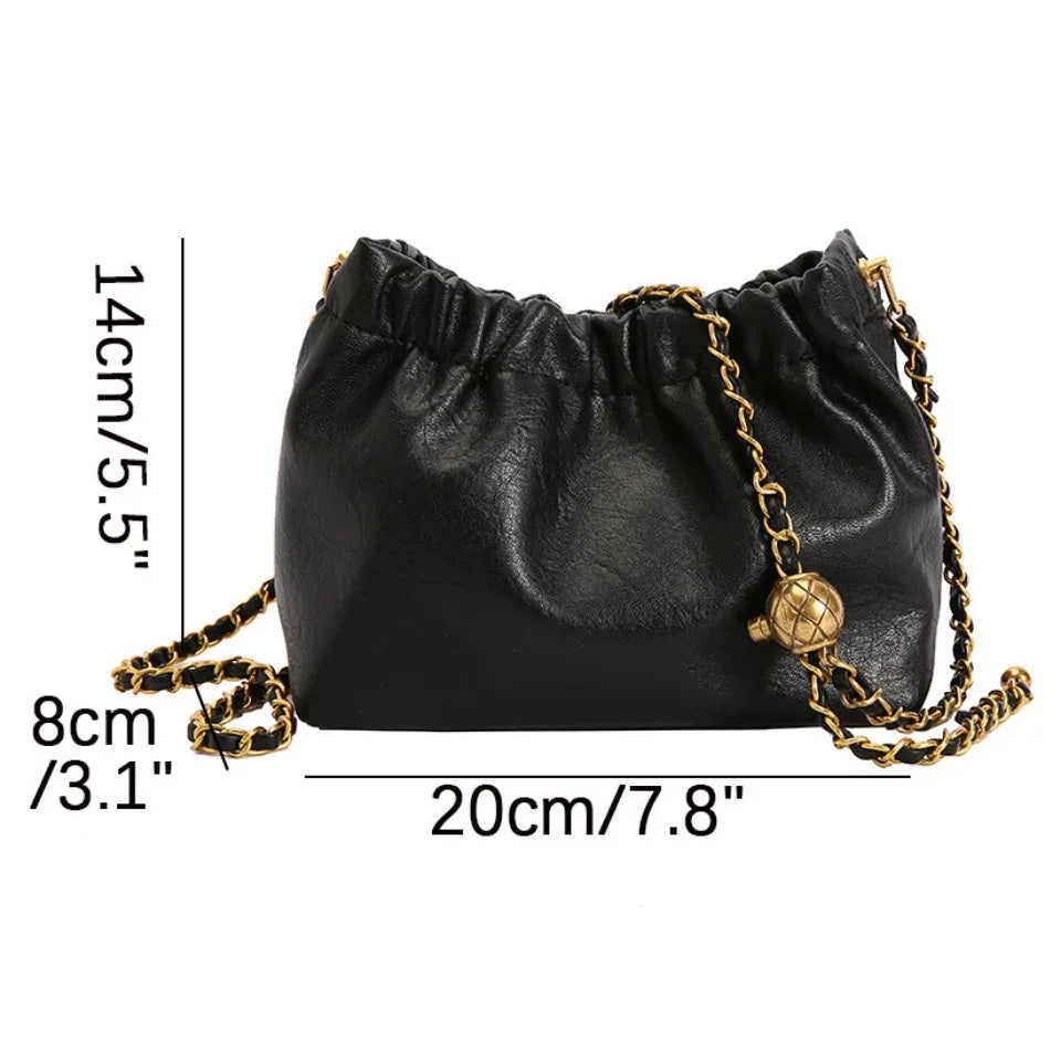 Women's chain shoulder bag PU leather crossbody bag handbag all casual pleated vagabonds bag women's fashion purse