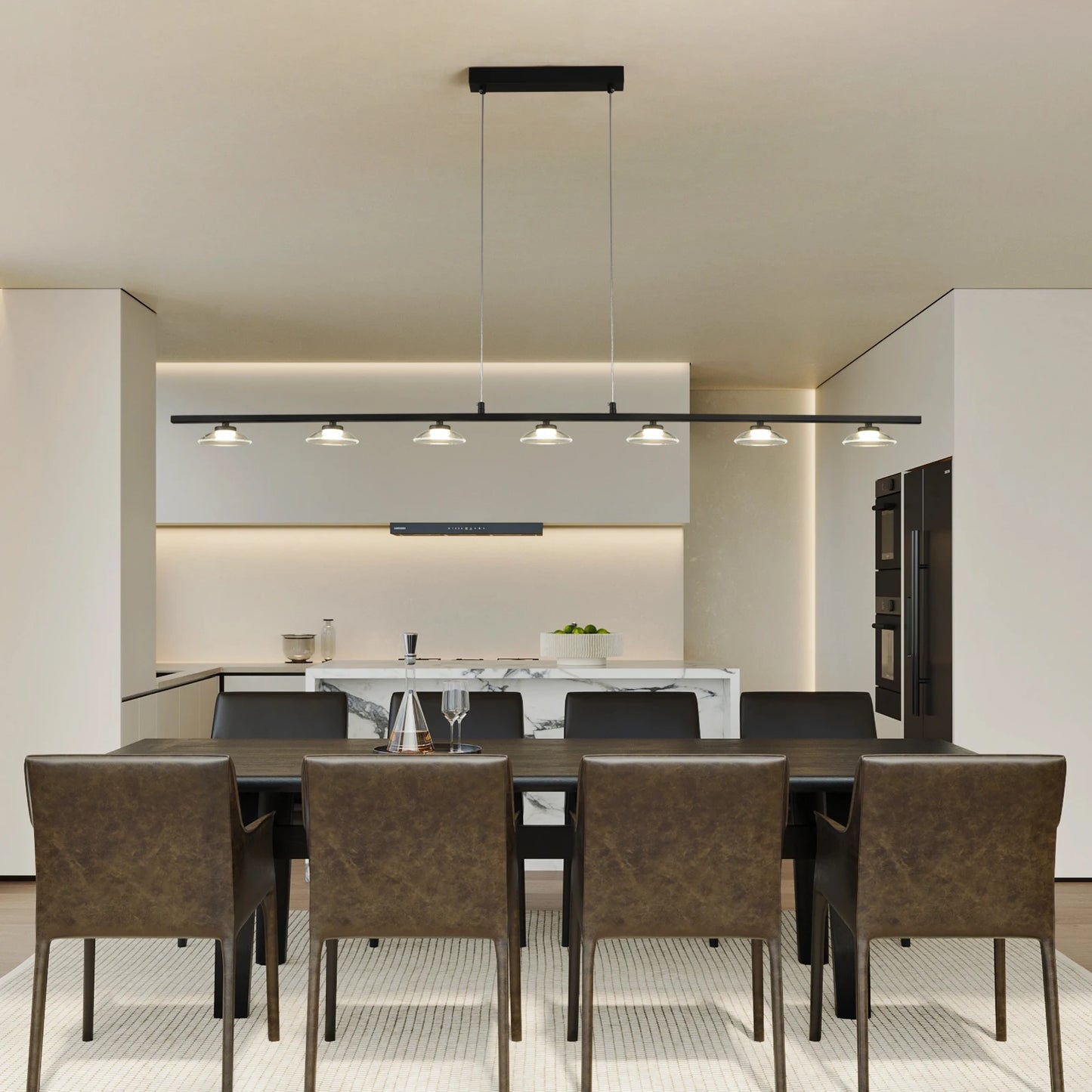 Modern Led Lighting Living Room Long Strip Chandeliers Dining Table Ceiling Lighs Meeting Room Café Bar Lamps Indoor Lamp