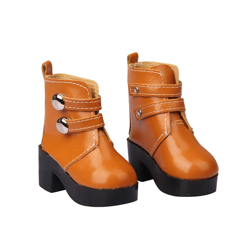 Toy Accessories 7cm Doll Shoes toys Fashion Double Breasted Leather Boots Rubber Girl Doll Shoes Accessory for Kids