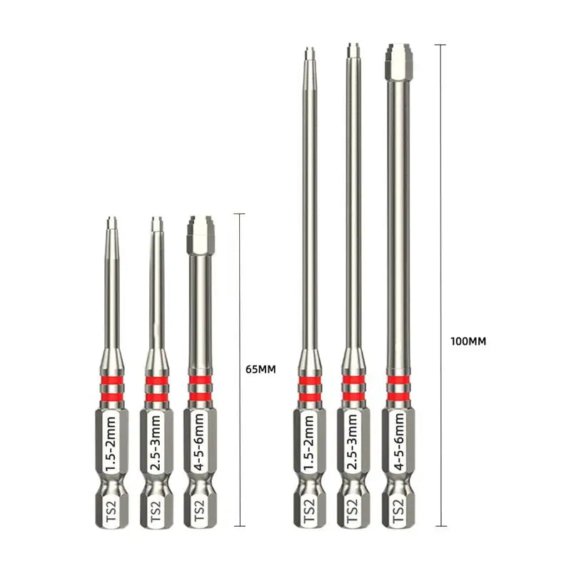 Screwdriver Bits Set 3Pcs With Magnetic Hex Shank Pagoda-shaped Design In Multiple Sizes For Electric Drills And Wrenches