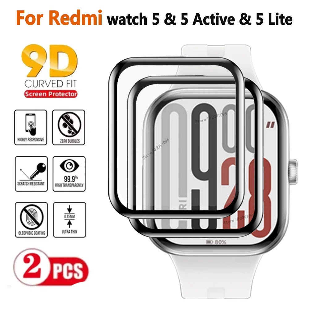 2PCS Full Screen Protector For Xiaomi Redmi Watch 5 4 3 Anti-Scratch Film Samrtwatch For Redmi Watch 5 Active/5 Lite Not Glass