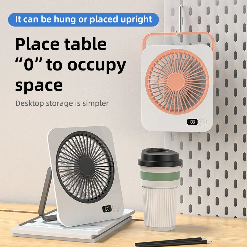 Portable Foldable Desk Fan with LED Display and 5-Speed Adjustable USB Rechargeable Silent Mini Fan For Outdoor House Table Fans
