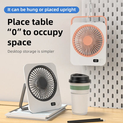 Portable Foldable Desk Fan with LED Display and 5-Speed Adjustable USB Rechargeable Silent Mini Fan For Outdoor House Table Fans