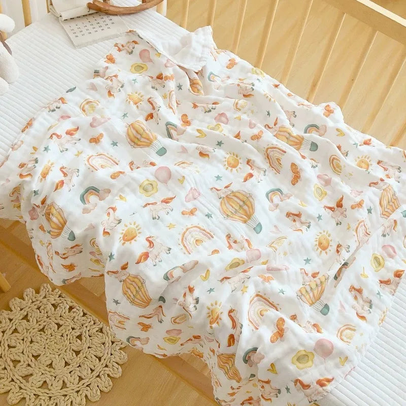 Cotton Baby Bath Towel 6 Layer Bubble Gauze Muslin Blanket Swaddle Wrap Infant Kids Bedding Newborn Stroller Blankets Baby Items