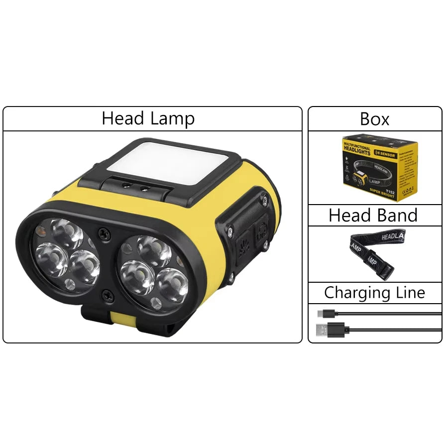 Induction Headlight With Strong Light, Long Endurance, Lithium Battery, Super Bright, Waterproof Charging, Outdoor Head Mounted