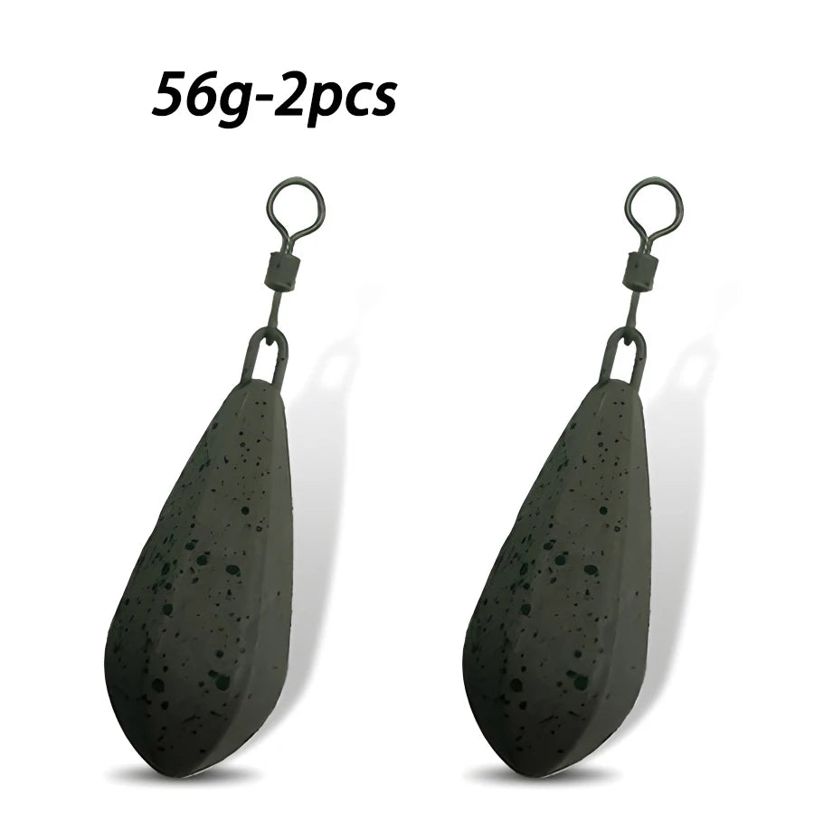2pcs Carp fishing lead weight has 56g/71g/85g/99g/113g carp fishing weight. Pendant allows for quick replacement of lead
