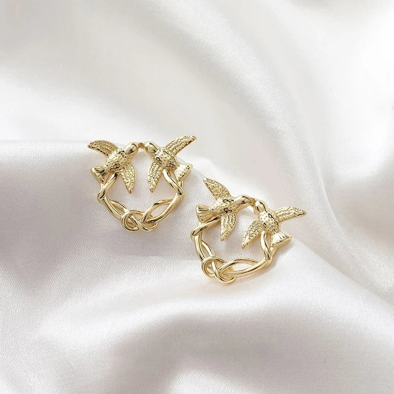 1Pair Fashion Trend Charm Creative Lovebirds Earrings Cute Simple Handmade Earrings For Women Girls Jewelry Accessories Gifts