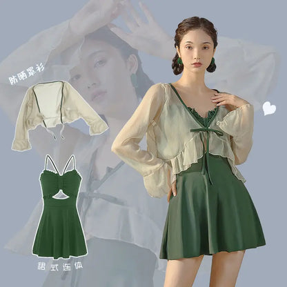 Cover-up Women Solid Slim Ulzzang Beach Style Sun-proof Colleges Swimwear Summer Retro Sexy Chic Casual Design Cozy Ins Holiday